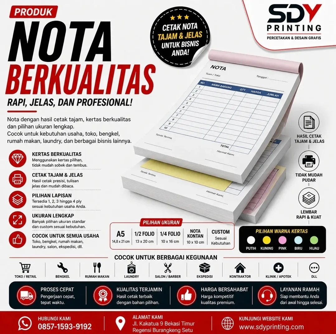 Nota F4 1 Warna 3 Ply Plat